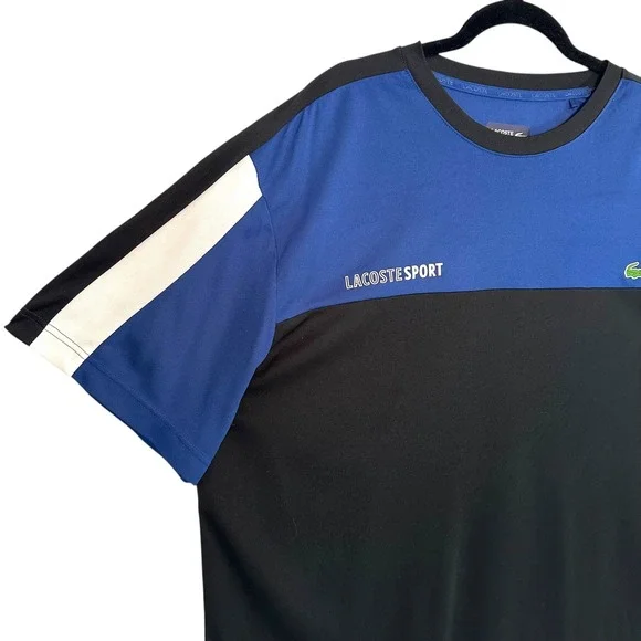 Lacoste Sport‎ Ultra Dry Colorblock Crew Neck Shirt Blue Black White 2XLB